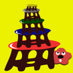 Cartoon stool-tower with red star