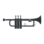 Silhouette vector drawing of a simple trumpet