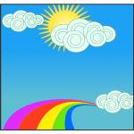 Sun, sky, clouds, and rainbow