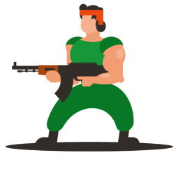 Soldier with a machine gun