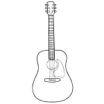 Simple line art vector image of acoustic guitar