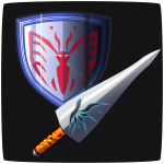 Vector drawing of decorated sword and shield
