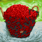 Cherry basket vector image