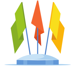 Three small flags