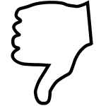 Thumb down symbol with right hand