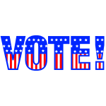 Vector image of word VOTE in USA flag pattern
