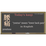 Kanji "youtuu" meaning "lower back pain" vector clip art