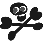 Black and white skeleton with crossed bones