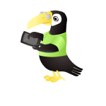 Toucan with tablet vector clip art