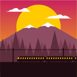 Train in the sunset