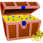 Vector illustration of treasure chest full of coins