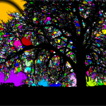 Trees with colorful background