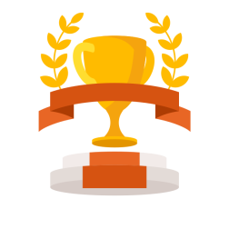 Gold Trophy on Podium with Laurel Wreath