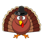Vector clip art of funny turkey with black hat