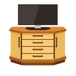 Cabinet with a TV set
