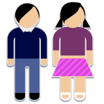 Boy and a girl sticker pictograms vector graphics
