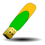 Vector graphics of green and orange USB stick close-up