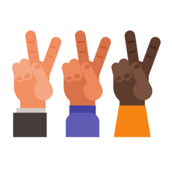 Hand gesture with fingers