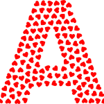 Valentine hearts alphabet font A