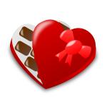 Vector illustration of red heart shaped chocolate box half open