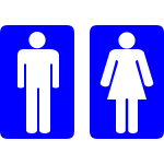 Vector image of blue male and female rectangular toilet signs