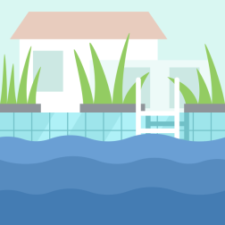 House with Swimming Pool and Waves