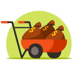 Wheelbarrow Full of Money Bags