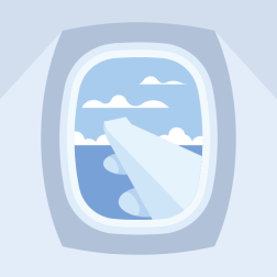 Window view in an airplane