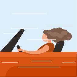 Woman driving a cabriolet