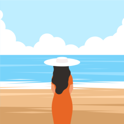 Woman looking at the sea horizon