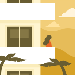 Woman on the hotel balcony