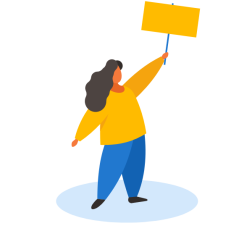 Woman protesting with a banner