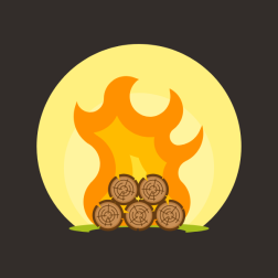 Wood logs on fire