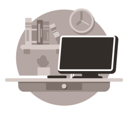 Work desk with a desktop computer