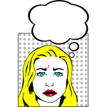 Vector image of worried woman pop-style art