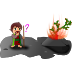 Vector illustration of Moses and burning bush