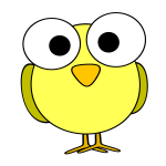 Yellow large eyed bird image