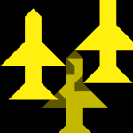 yellow planes flying over black ground 16px icon
