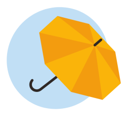 An open yellow umbrella