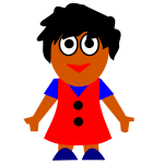 Vector clip art of happy Afro-American girl in red dress