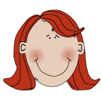 Cartoon vector illustration of a woman with red hair and blushed face
