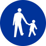 Blue pedestrians sign