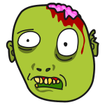 Vector image of zombie with bleeding brain