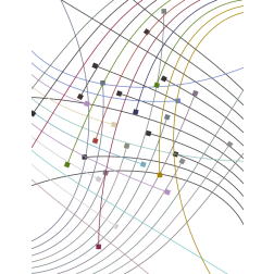 Intersecting colorful lines on white background