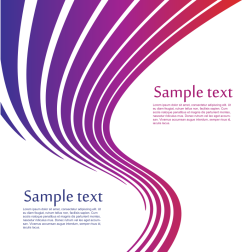 Wavy coloured stripes with sample text