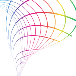 Wavy coloured lines on white background
