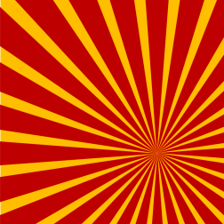 Radial sunbeams on red background