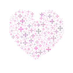 Heart silhouette cross pattern