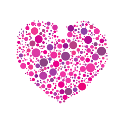 Pink dots heart silhouette