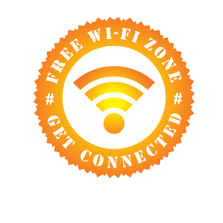 Free Wi-Fi sticker yellow color